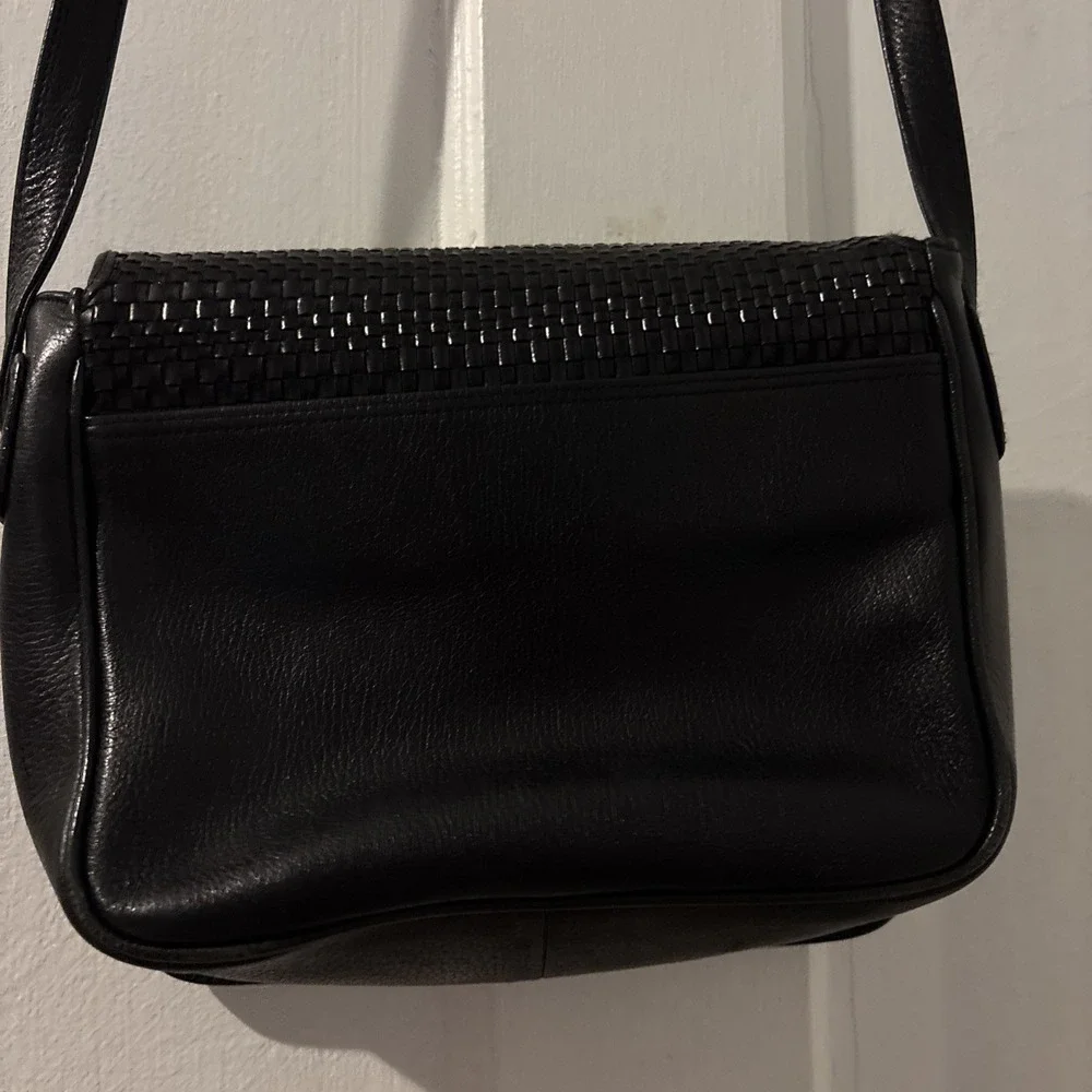 Vintage Linda Allard, Ellen Tracy Black Shoulder Strap Women's Leather‎  Purse